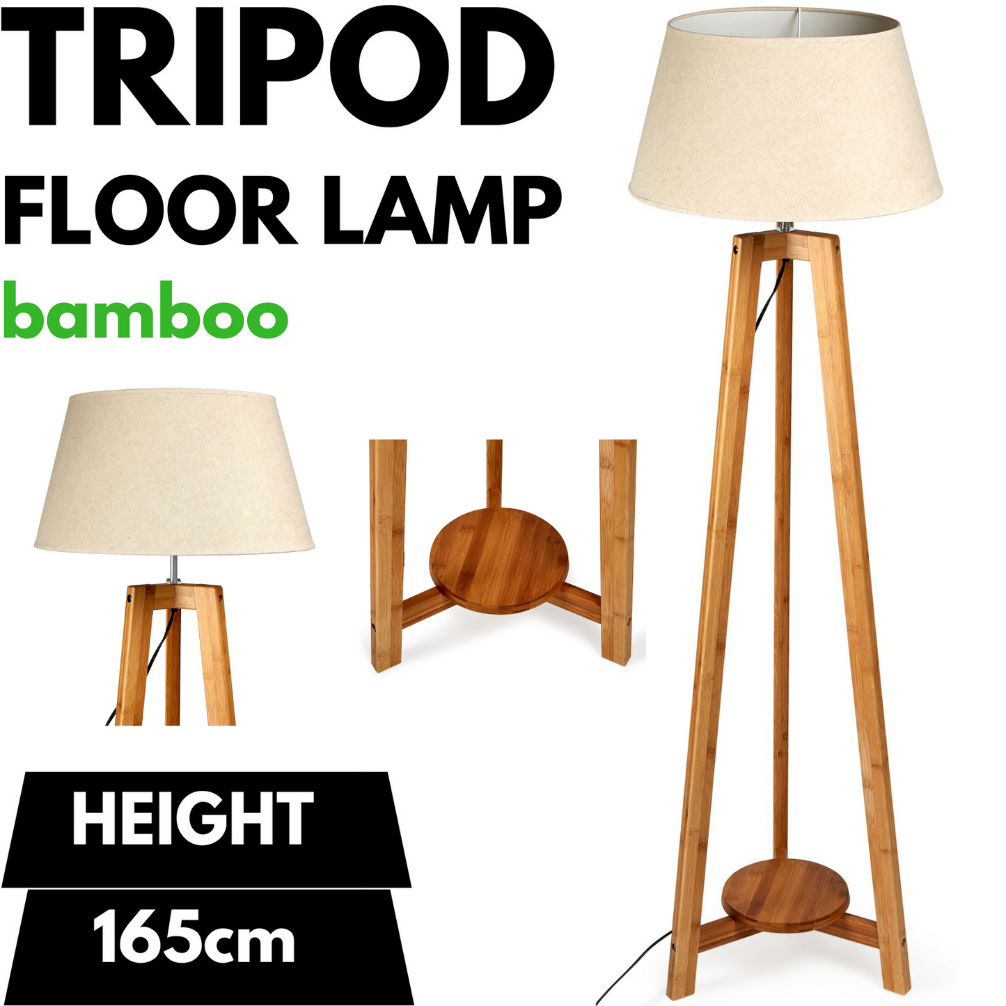 Bamboo Tripod Floor Lamp