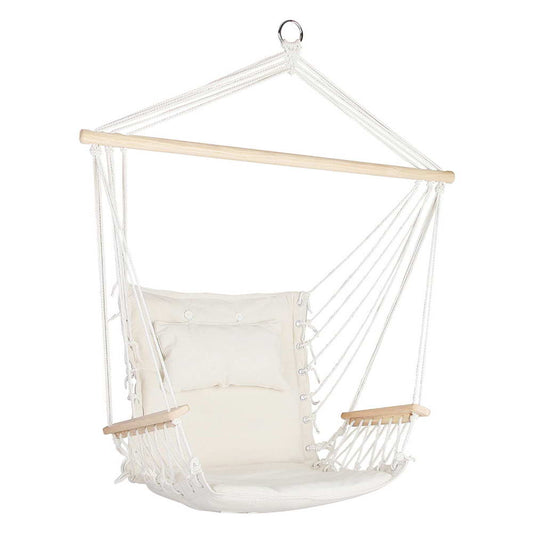 Gardeon Hammock Chair Hanging with Armrest Camping Hammocks Cream