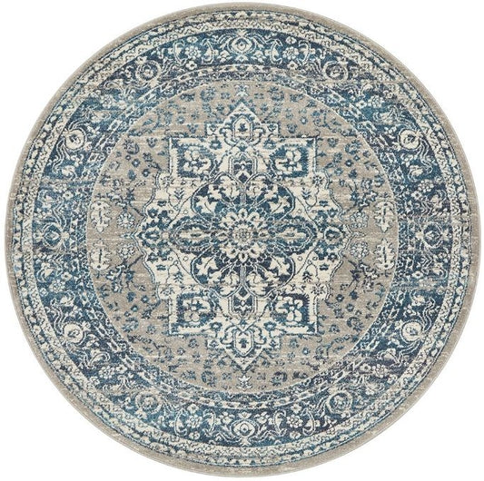 Babylon 207 Blue Round by Rug Culture-150X150CM - ROUND