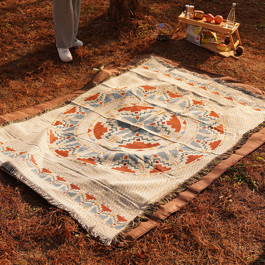 2pcs pack set 180*230cm Bohemian Picnic Blanket, Waterproof Camping Blanket, Outdoor Rug for Camping, Picnic, Beach  