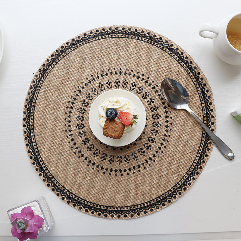 Bohemian Round Woven Placemats | Set of 5 with Fringe Design