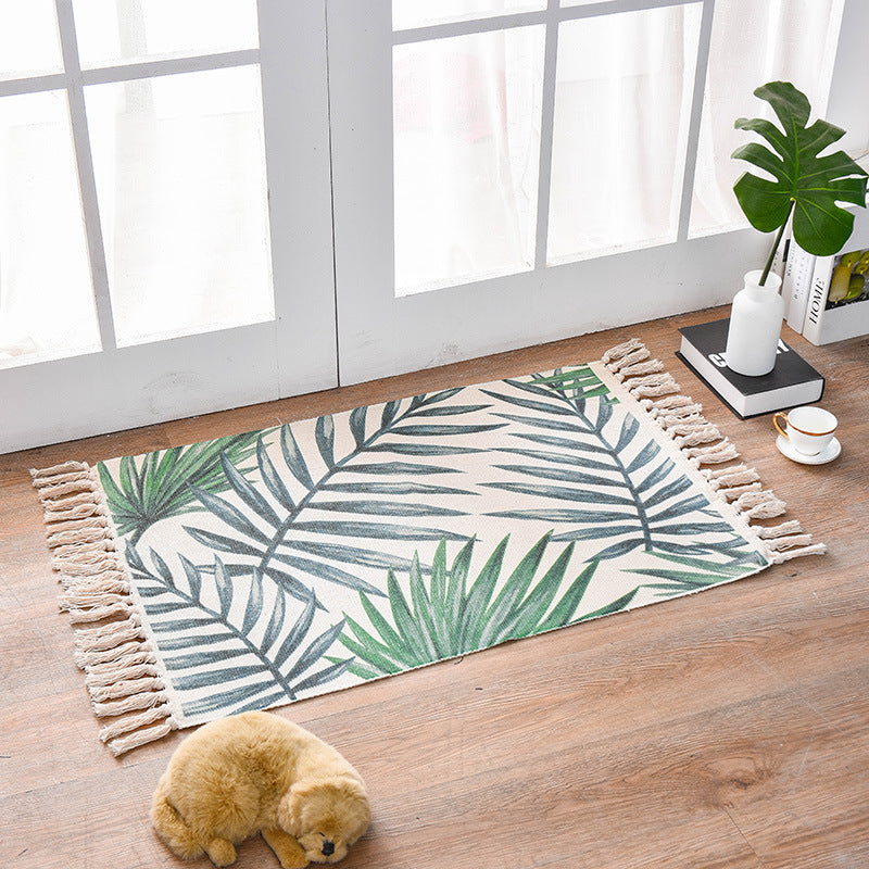 Bohemian Cotton Area Rug with Tassels - Geometric Pattern, Decorative Floor Mat 60*90cm