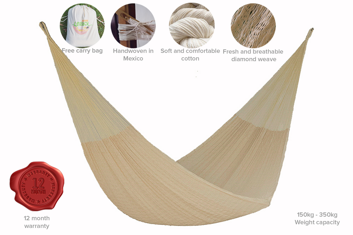 The out and about Mayan Legacy hammock Doble Size in Cream colour